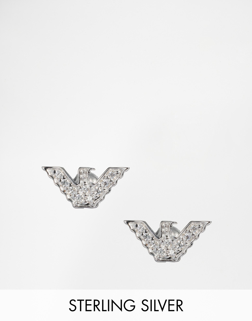 Emporio Armani Eagle Stud Earrings With Crystals